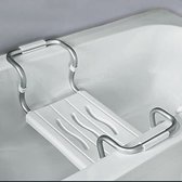 MSV Badstoel - uittrekbaar, 150 kg draagvermogen, aluminium, kunststof, 55-70 x 18 x 26 cm, wit
