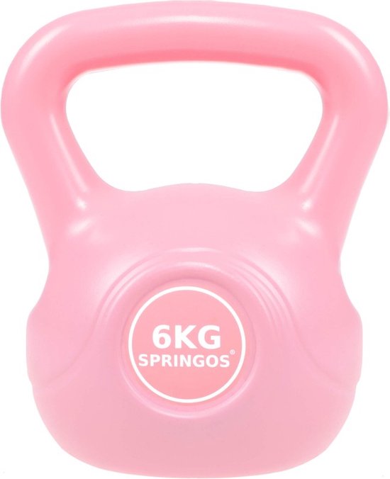 Springos PVC Kettle Bell Kettlebell 6 kg Roze bol