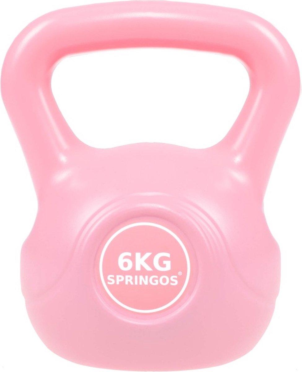 Springos PVC Kettle Bell | Kettlebell | 6 kg | Roze