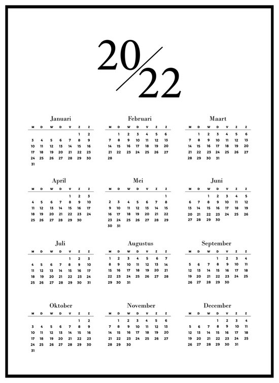 Martelaar Odysseus Decimale Poster Jaarkalender 2022 - Jaarplanner Verjaardagskalender - Kalender Large  50x70 cm | bol.com