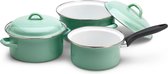 Lite Body Pan Set - 3 pièces - 2 casseroles & 1 casserole - Émail - Vert olive