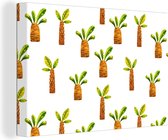 Canvas Schilderij Palmbomen - Jungle - Wit - 120x80 cm - Wanddecoratie