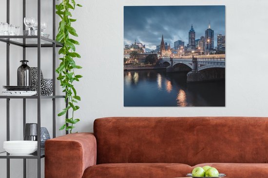 Toile Peinture Australie - Melbourne - Skyline - 90x90 cm - Décoration murale