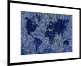 Fotolijst incl. Poster - Wereldkaart - Van Gogh - Verf - 120x80 cm - Posterlijst