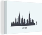 Canvas Schilderij New York - Skyline - Zwart - Wit - 30x20 cm - Wanddecoratie