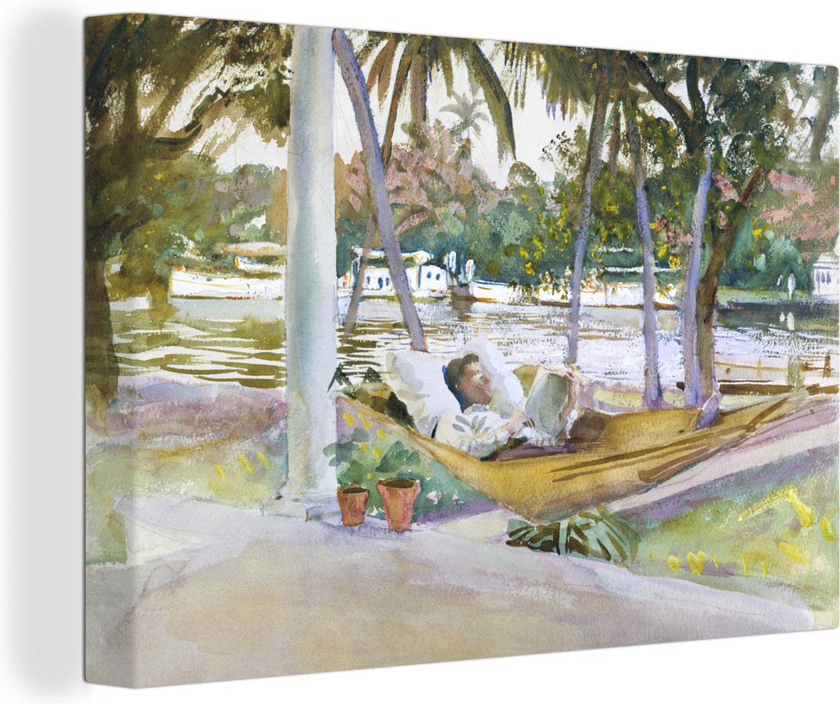 Canvas Schilderij Figure in Hammock, Florida - John Singer Sargent - 90x60 cm - Wanddecoratie - OneMillionCanvasses