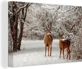 Cerf dans la neige Toile 60x40 cm - Tirage photo sur toile (Décoration murale salon / chambre) / Peintures sur toile Animaux