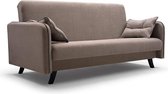InpireMe - 3-zitsbank van Velvet voor woonkamer, slaapbank, sofa met slaapfunctie en opbergruimte, moderne bank, 3-zits - 206x107x100cm, 184x136cm - PLATON (Bruin)