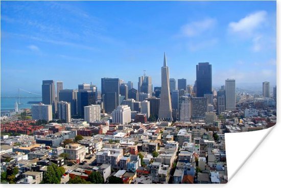 Luchtfoto van San Fransisco Poster 180x120 cm - Foto print op Poster (wanddecoratie woonkamer / slaapkamer) / Amerikaanse steden Poster XXL / Groot formaat!