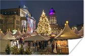 Poster Berlijn - Kerstmarkt - Duitsland - 90x60 cm - Kerstmis Decoratie - Kerstversiering - Kerstdecoratie Woonkamer