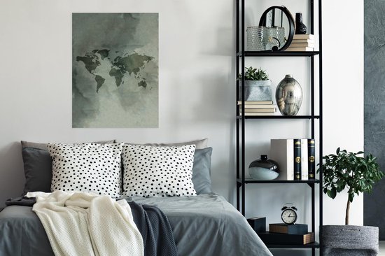 Cartes du monde du Wereldkaart - Carte du monde - Aquarelle - Grijs - 60x80 cm