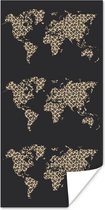Wereldkaart Muur - Wereldkaart - Panterprint - Patroon - 20x40 cm - Poster