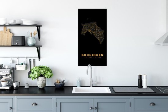 Affiche Groningue - Carte - Or - 40x80 cm