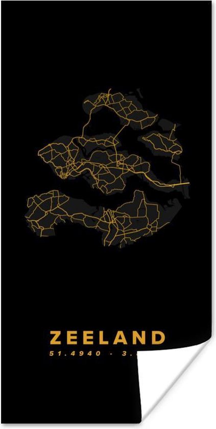 Affiche Zeeland - Pays- Nederland - Zwart - Or - 80x160 cm