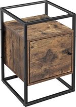 Maison Home bijzettafel industrieel met glas nachtkastje – bruin zwart
