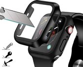 Screen Protector en Hoesje voor Apple Watch Series 4/5/6/SE - 44MM - Gehard Glas - Bescherming voor de Rand en Scherm - Inclusief doekjes