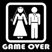 Auto decoratie sticker Game Over - bruidspaar - sticker - trouwvervoer - game over