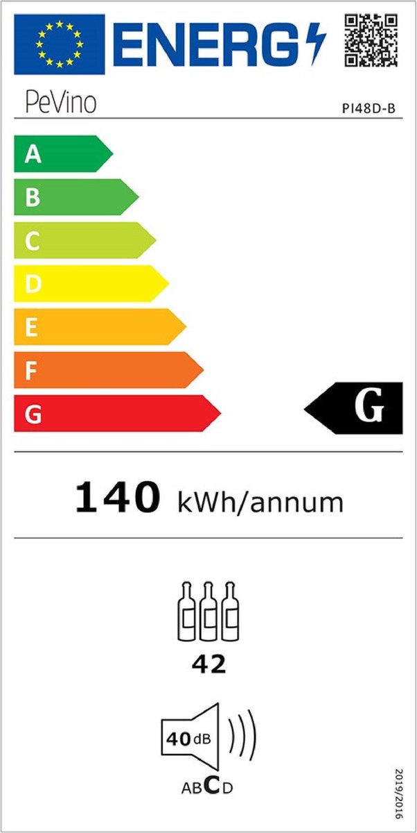 Pevino Majestic Inbouw Wijnkoelkast - 42 Flessen - 2 Zones - afbeelding 2