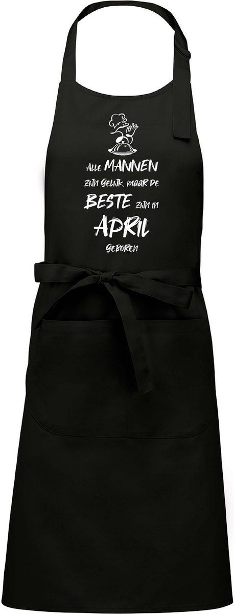 Mijncadeautje - Luxe schort - zwart - Alle mannen zijn gelijk - april