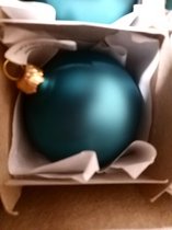 Kerstballen - blauw - mat - 7 cm - 12 stuks - glas