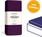 Loom One Hoeslaken Topper – 100% Jersey Katoen – 160x200 cm – épaisseur de matelas jusqu'à 10 cm – 160 g/m² – Violet