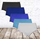 Fine Woman Dames slips blauw roos 5-pak - 3XL-  -Fine Woman-3XL-SlipsFine Woman Dames slips blauw roos 5-pak -