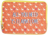 Zaska! laptoptas - LLama love - oranje geel lama alpaca - laptophoes sleeve - 40 x 29 x 1 cm