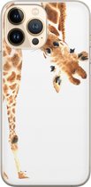 iPhone 13 Pro Max hoesje siliconen - Giraffe - Soft Case Telefoonhoesje - Giraffe - Transparant, Bruin