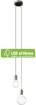 LEDatHOME - 2-lichts multi-hanglamp met stoffen kabel en metalen afwerkingen