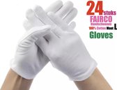 24 Stuks katoenen Handschoen – 24PCS White Gloves 12 Pairs Soft 100% Cotton Gloves Coin Jewelry Silver Inspection Gloves Stretchable Lining Glove - Handschoenen Cotton --- Wit -- M