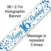 Oaktree - Banner Happy 16 Birthday Blue Holographic