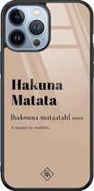 iPhone 13 Pro Max hoesje glass - Hakuna Matata | Apple iPhone 13 Pro Max  case | Hardcase backcover zwart