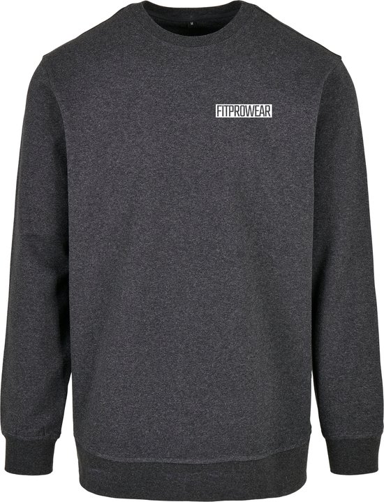 FitProWear Sweater Heren - Charcoal / Donkergrijs - Maat M - Sweater - Trui zonder capuchon - Hoodie - Crewneck - Trui - Winterkleding - Sporttrui - Sweater heren - Heren kleding - Crew neck - Sweater man