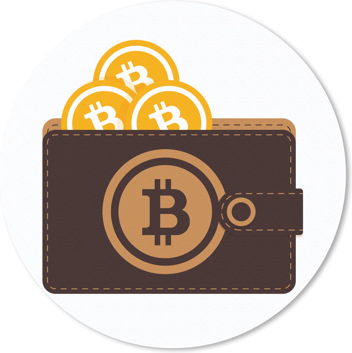 Muismat rond 30x30 cm - Mousepad Bitcoin portemonnee - Ronde muismatten