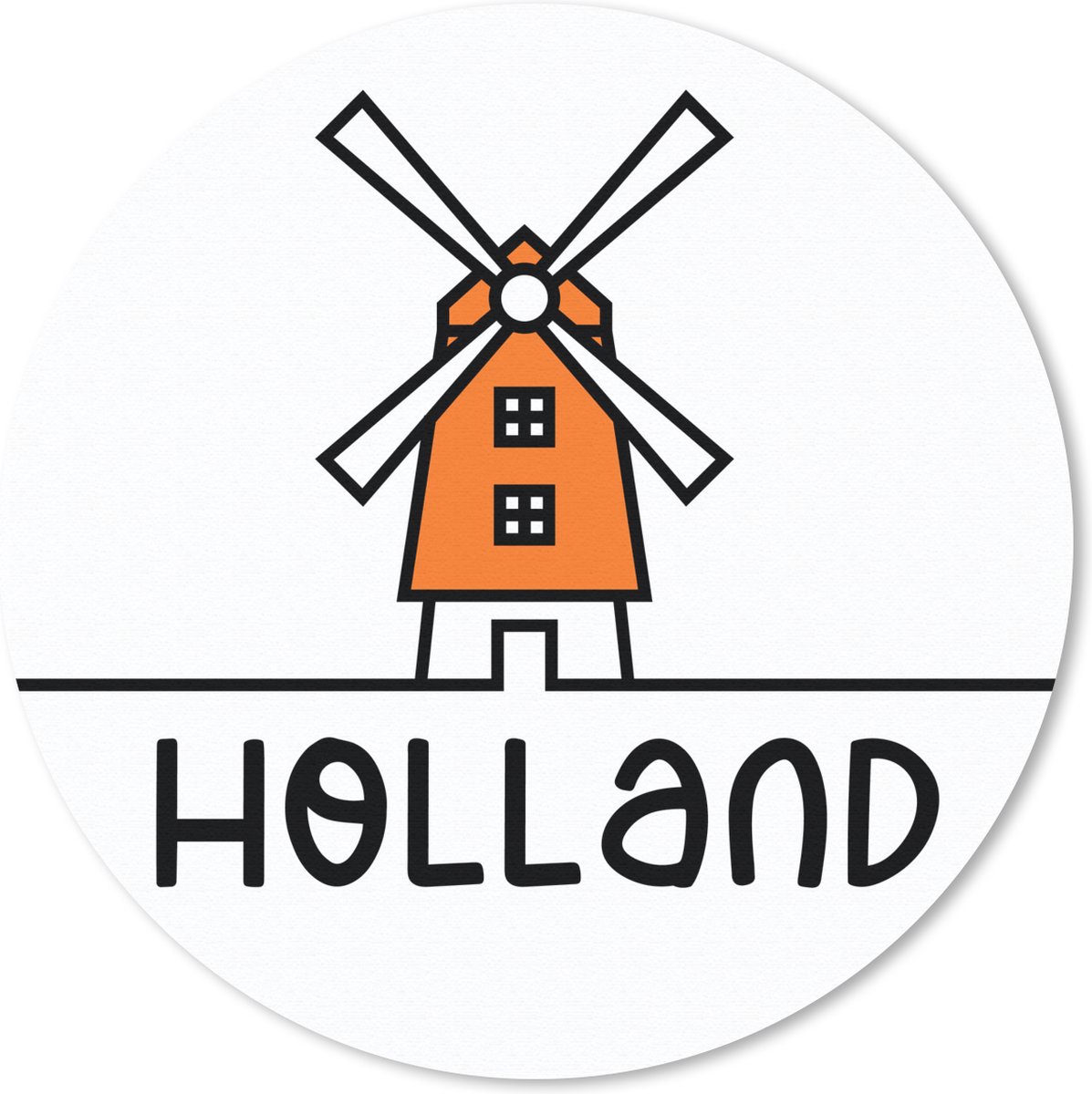 Muismat rond 30x30 cm - Mousepad Molen - Nederland - Spreuken - Oranje - Ronde muismatten