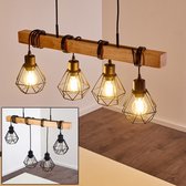 Belanian.nl - Houten hanglamp - Hanglamp -  Hanglamp zwart, licht hout, 4 lichts -  Eetkamer, galerij, slaapkamer, universeel, woonkamer -  Vintage