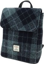 Mini sac à dos unique 'Tummel' en véritable Harris Tweed | Tartan Gris/Noir | Fabriqué en Ecosse