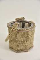 Lantaarn rond ''Jute'' met cil.glas en hengsel D11 H11cm