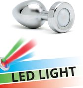 Plug anal en acier inoxydable Rimba Toys avec éclairage LED PISA - multicolore