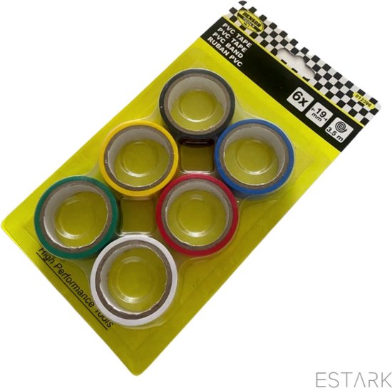 ESTARK Isolation Tape / Tape PVC - 18mm x 3.5m - 6 pièces - Ruban