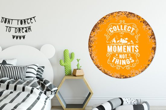 WallCircle - Wandcirkel ⌀ 150 - Vintage - Berg - Tekst - Ronde schilderijen woonkamer - Wandbord rond - Muurdecoratie cirkel - Kamer decoratie binnen - Wanddecoratie muurcirkel - Woonaccessoires