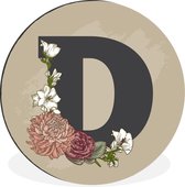 WallCircle - Wandcirkel - Muurcirkel - Een illustratie van de letter D met planten - Aluminium - Dibond - ⌀ 60 cm - Binnen en Buiten