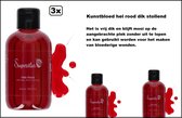 3x Fles kunstbloed hel rood dik stollend 100 ml - Superstar | Halloween | Horror | griezel | festival |themafeest