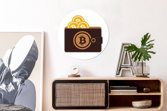 Wall Circle - Wall Circle Inside - Portefeuille Bitcoin - 60x60 cm - Décoration murale - Peintures Ronds