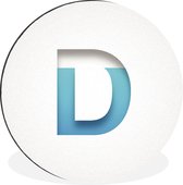 WallCircle - Wandcirkel - Muurcirkel - Een illustratie van de letter D in het blauw-wit - Aluminium - Dibond - ⌀ 60 cm - Binnen en Buiten