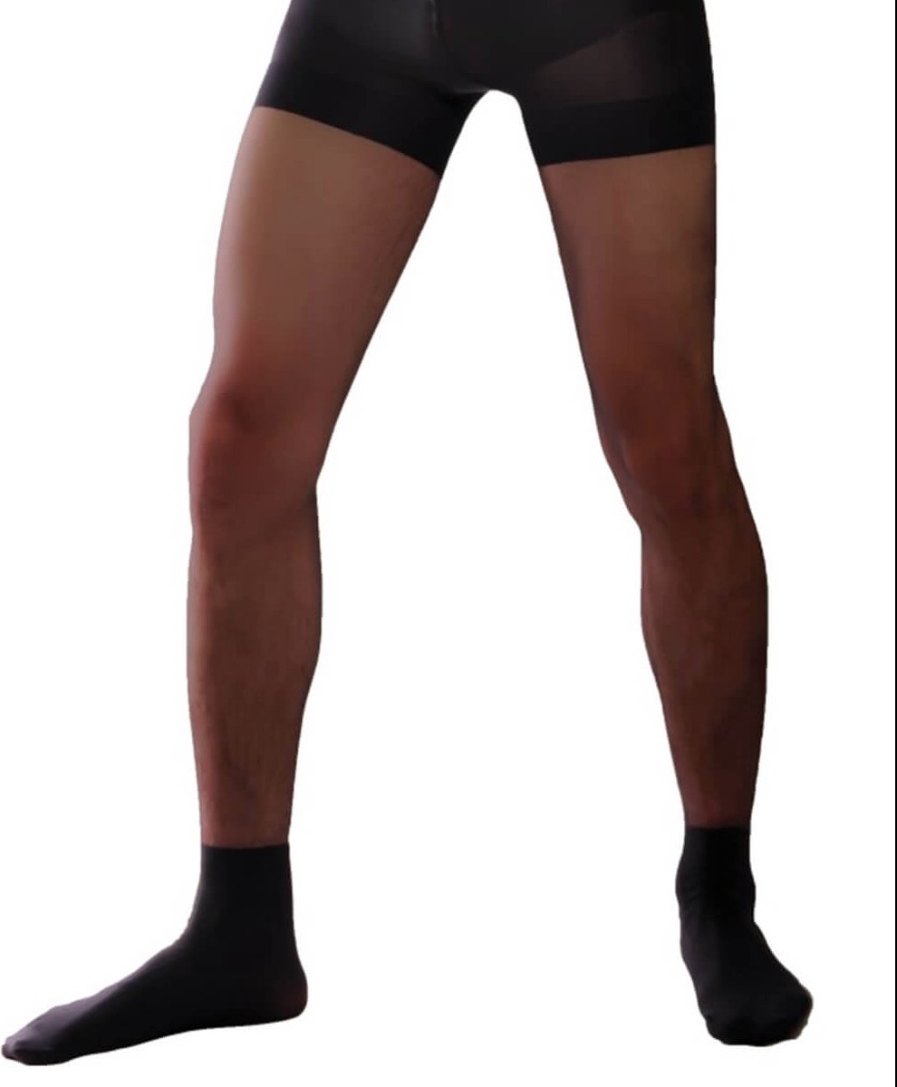 Knittex zwarte Herenpanty Smart 20den, ingewerkt sok-en slipgedeelte, maat L