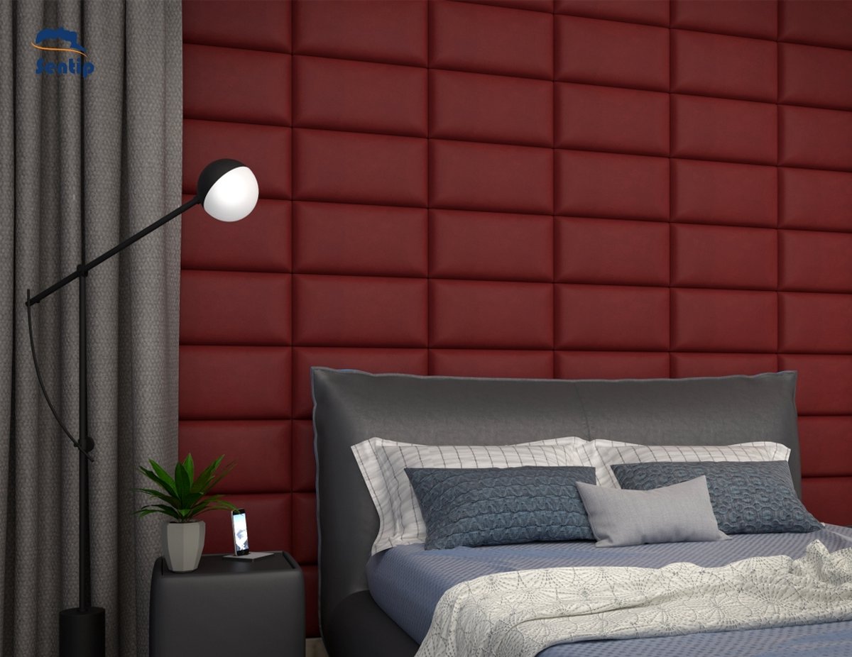 DHOME Set Van 6 Gestoffeerde Linnen Panelen – Zelfklevende Wandpanelen Geluidsabsorberend Schokbescherming Hoofdbord Aardebruin 60x60cm X6