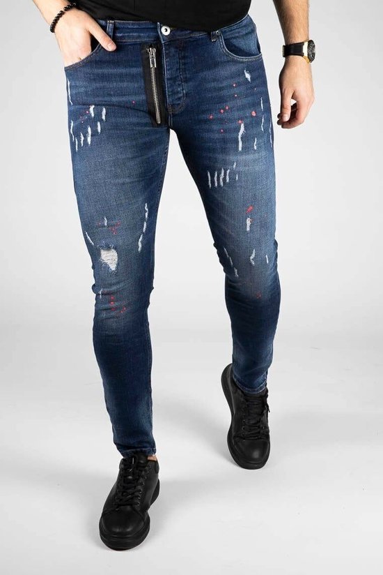 ontploffen Zwitsers Vlot Heren jeans blauw denim met rits & spetter | skinny fit & stretch | 067 |  maat 36 |... | bol.com