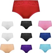 Dames slips 10 pack XL 42-44 met kant in 8 kleuren