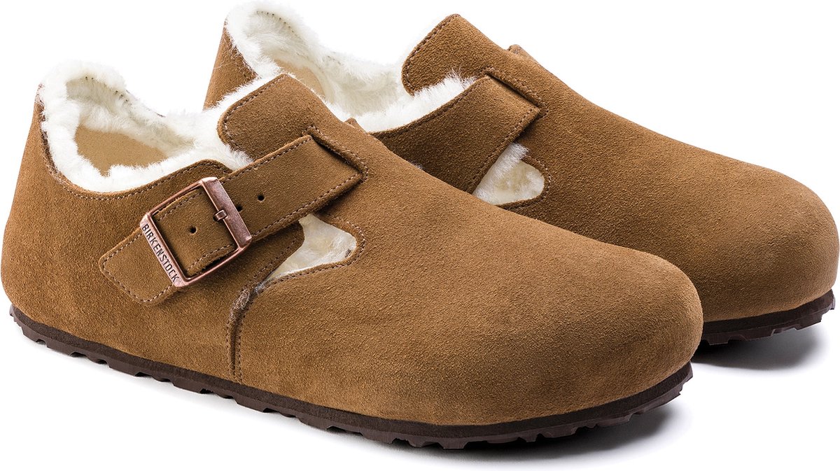Birkenstock London VL Shearling Narrow Dames Clogs Tea Bruin